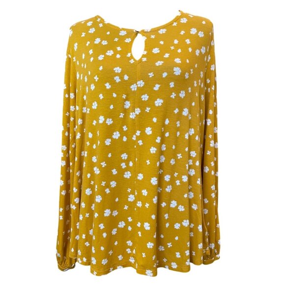 LIZ CLAIBORNE Ivory Keyhole long Sleeve Tunic Length T-Shirt Top Sz XXL mustard - Picture 1 of 7
